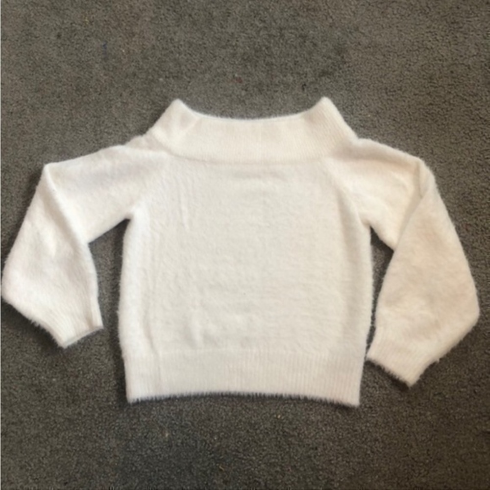 H&M White Fuzzy Sweater